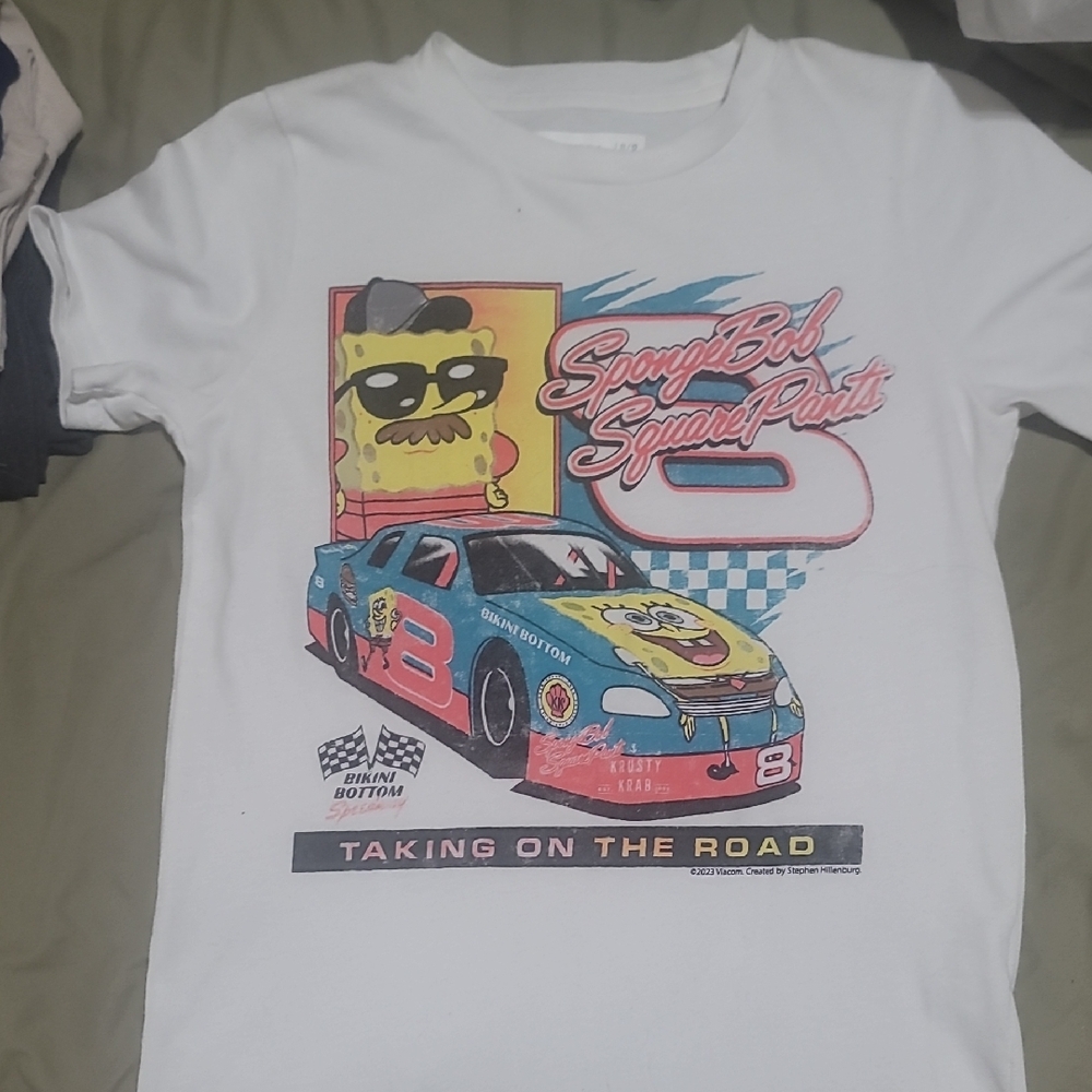 SpongeBob SquarePants White Racing Graphic Tee